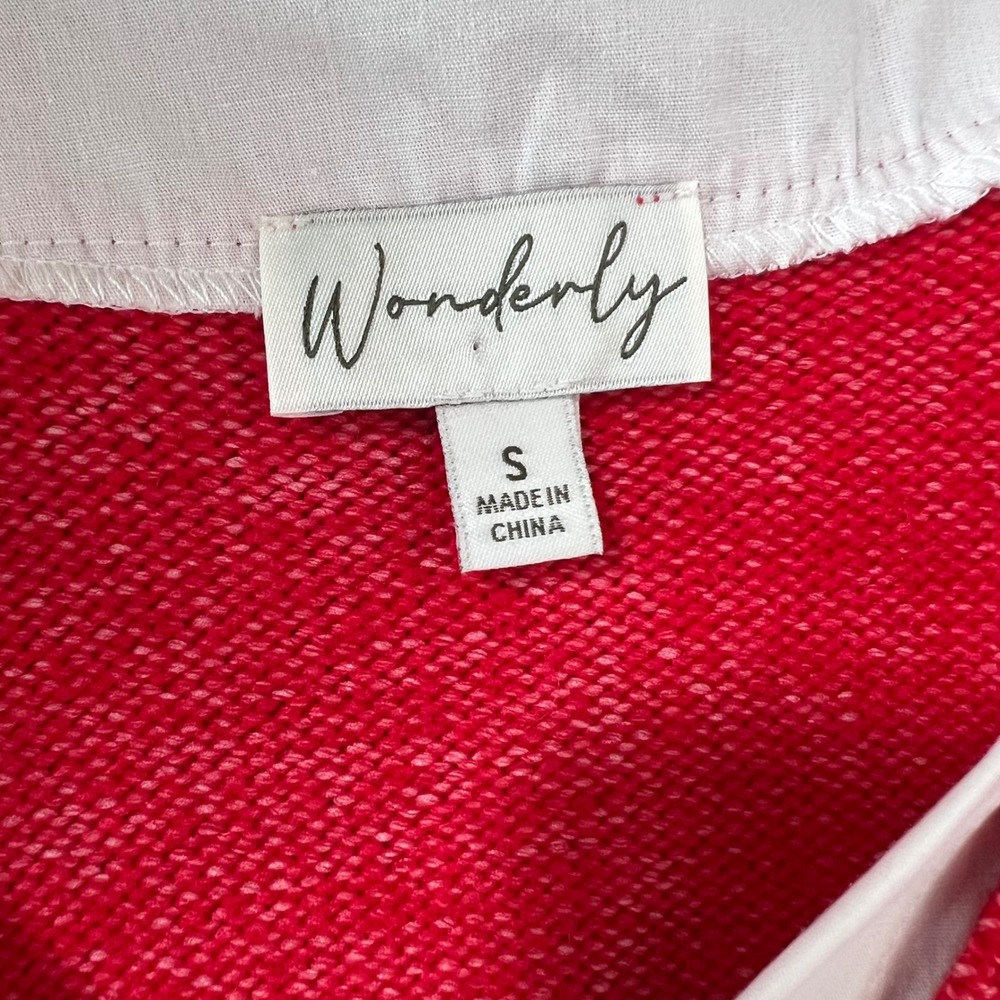 Wonderly Red Sparkle Layered Sweater White Collared Shirt Top‎ Women Size S - Picture 6 of 7